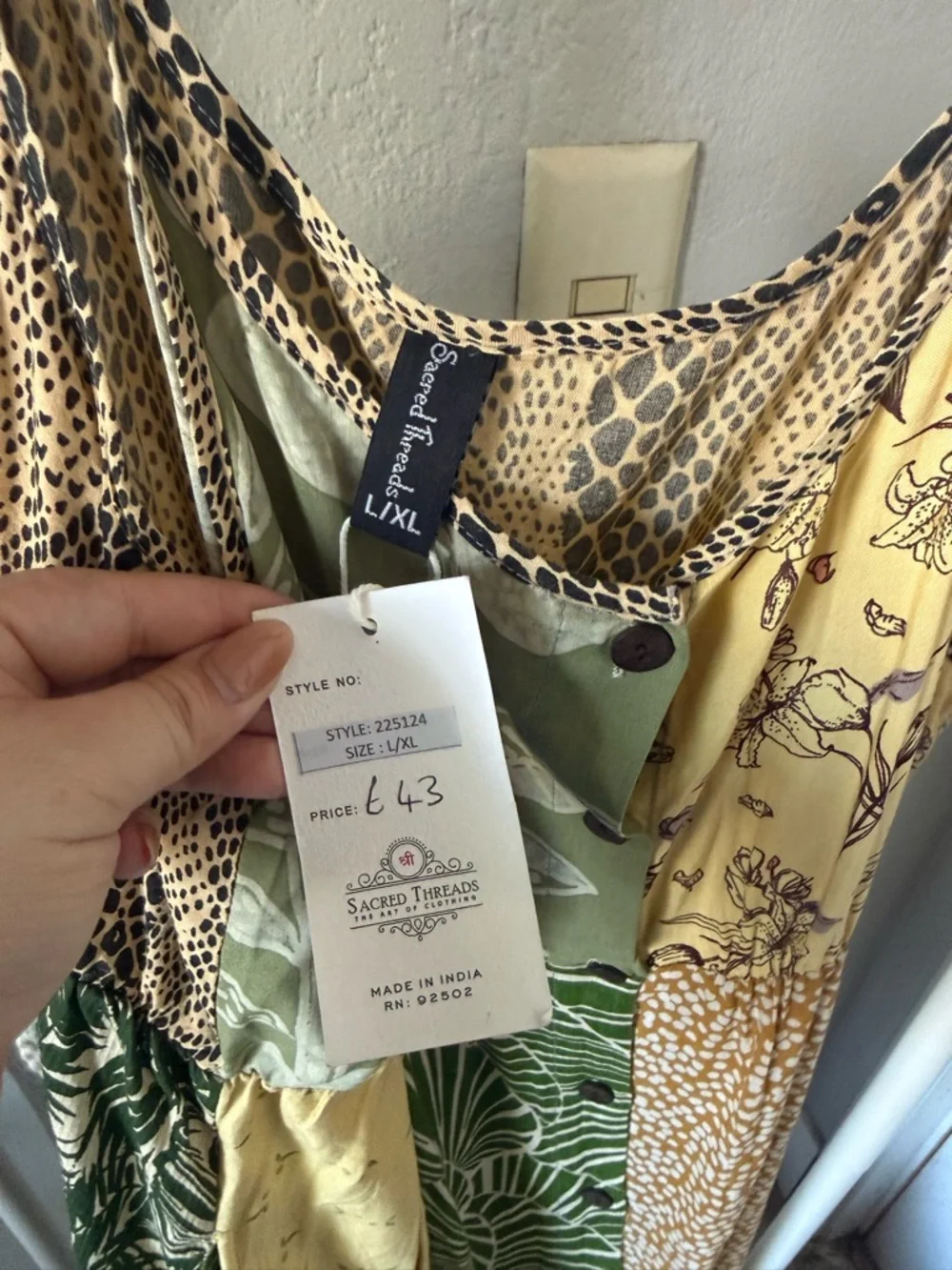 Sacred Threads Yellow and Green Patchwork Maxi Dress - Picture 4 of 4